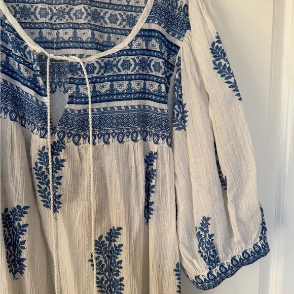 NWOT Daughters of India Blue and White Midi Dress - Picture 4 of 4